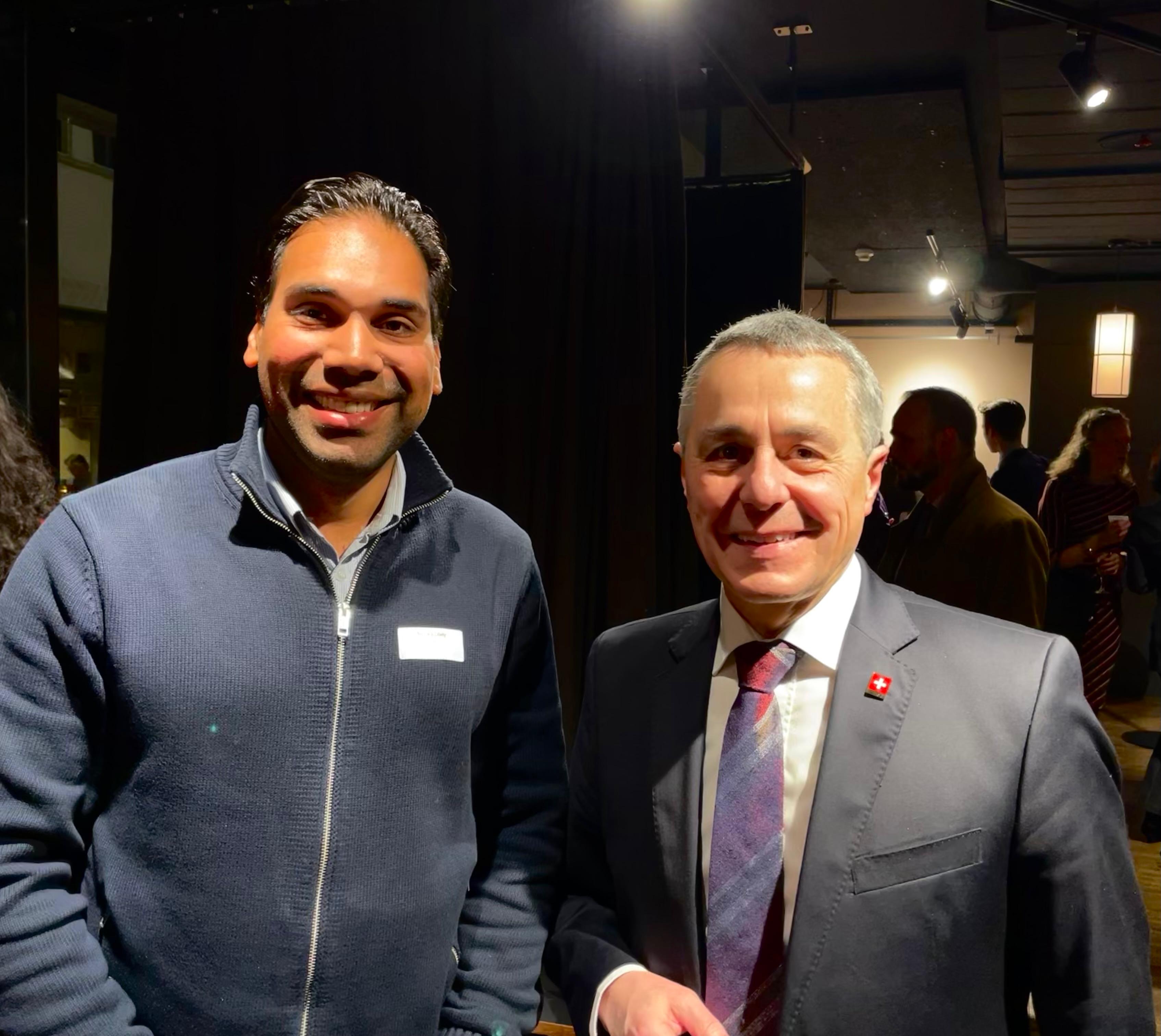 Sanoj Pullely with Swiss Federal Councillor Ignazio Cassis